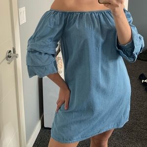 Denim strapless dress